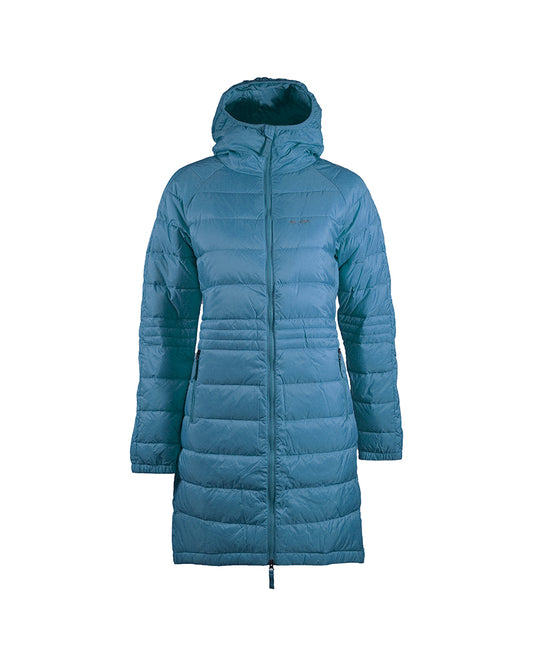 Long Down Hoodie Blue Denim